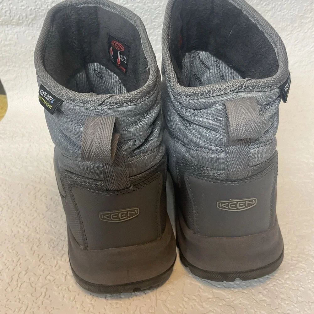Keen TerradoraII Womens Wintry Boots Sz 7 Gray/Silver Waterproof Pull On Quilted